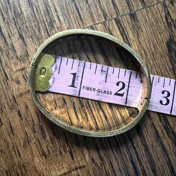 Gold tone roman numeral hinged bangle bracelet - Picture 6 of 6